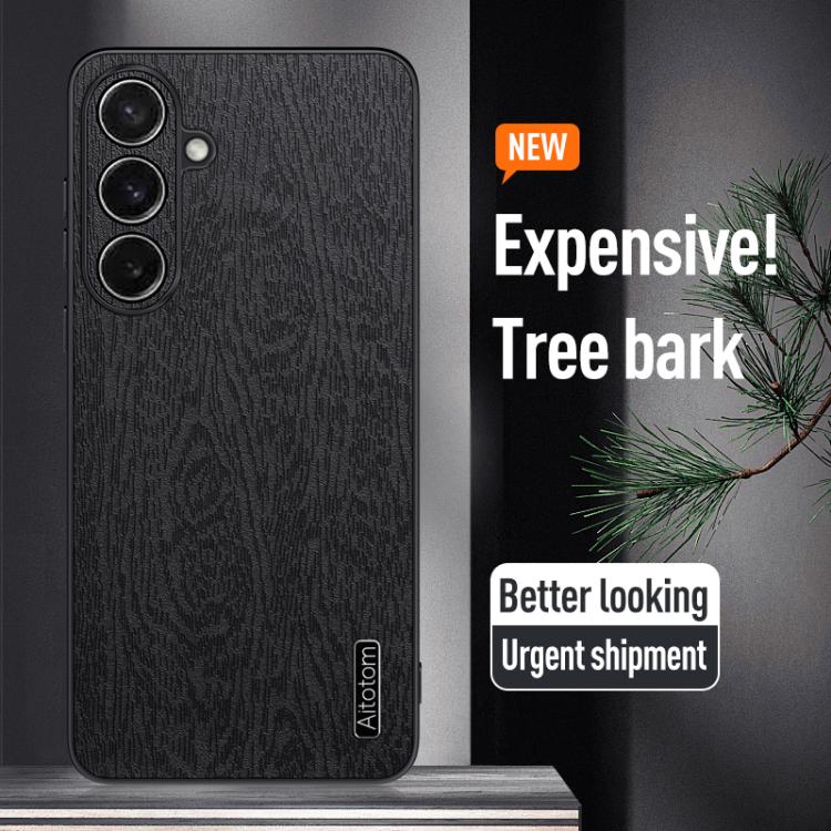 For Samsung Galaxy S26+ 5G Tree Bark Leather Shockproof Phone Case