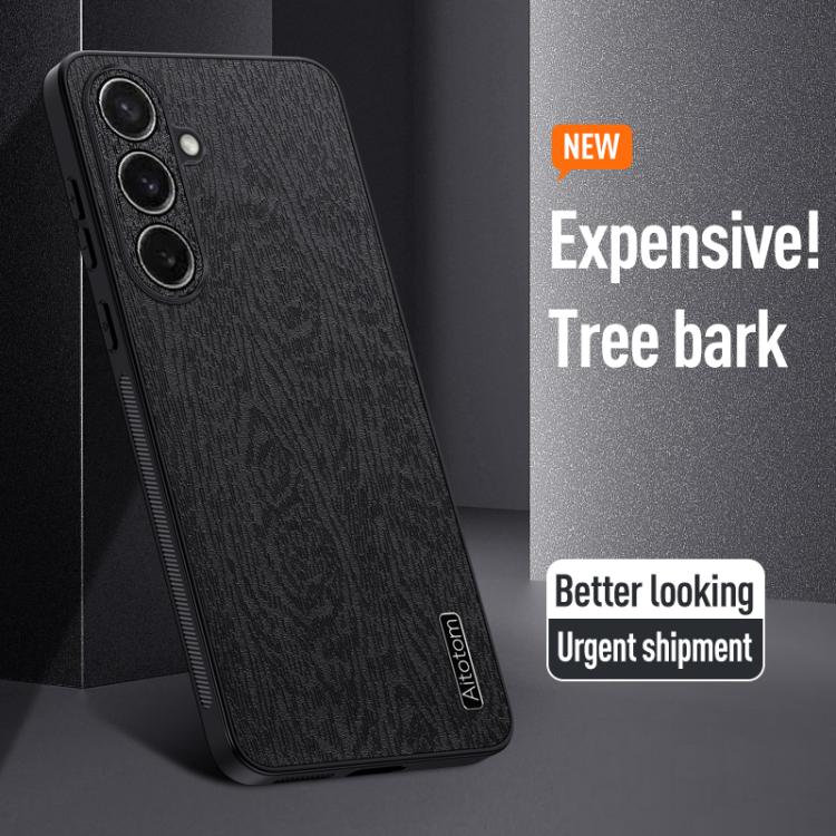 For Samsung Galaxy S26+ 5G Tree Bark Leather Shockproof Phone Case