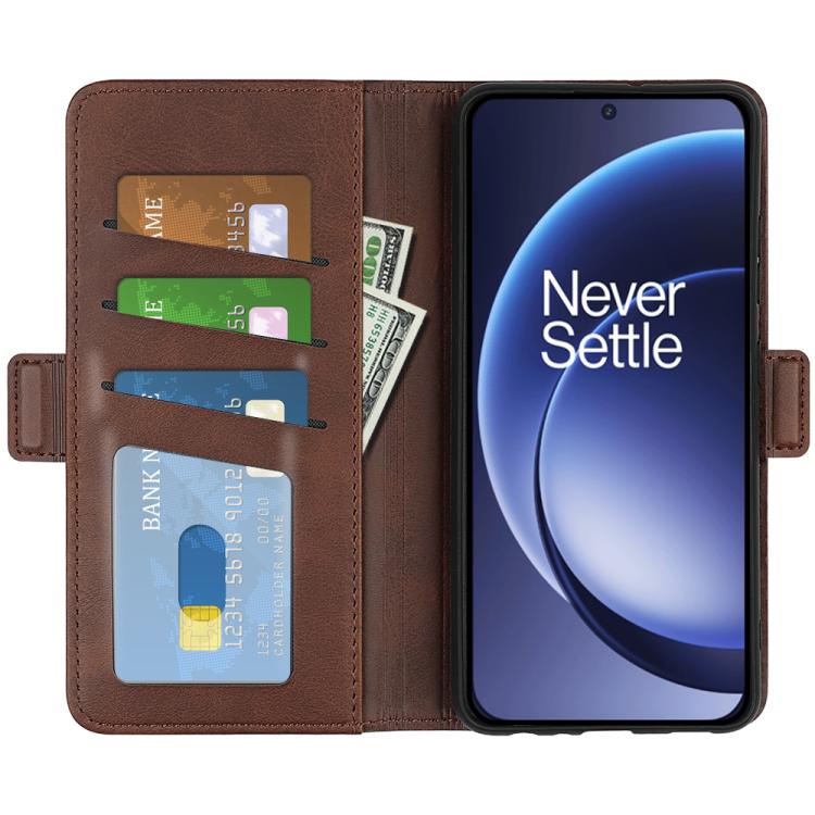 For OnePlus 15 Dual-side Magnetic Buckle Horizontal Flip Leather Phone Case