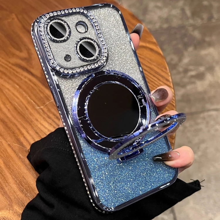 For iPhone 14 Plus Rhinestone Mirror Glitter MagSafe TPU Phone Case