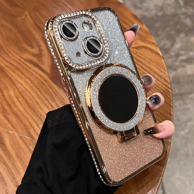 For iPhone 14 Plus Rhinestone Mirror Glitter MagSafe TPU Phone Case
