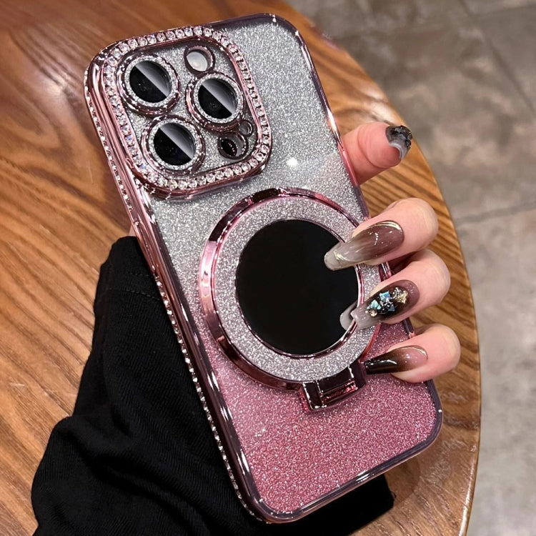 For iPhone 14 Pro Max Rhinestone Mirror Glitter MagSafe TPU Phone Case