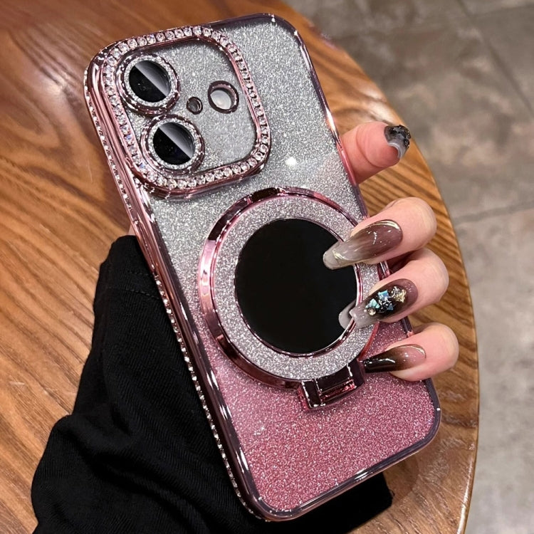 For iPhone 16 Rhinestone Mirror Glitter MagSafe TPU Phone Case