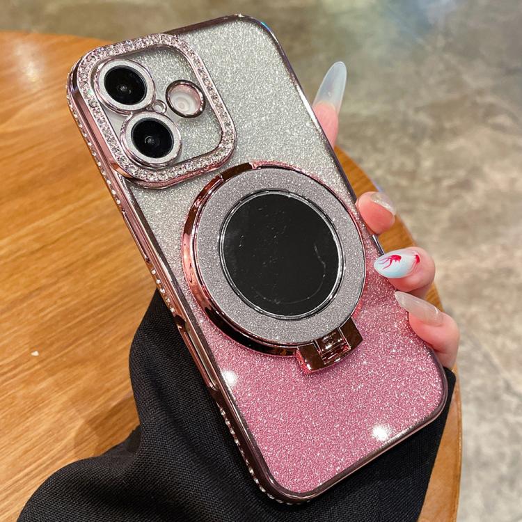 For iPhone 17 Rhinestone Mirror Glitter MagSafe TPU Phone Case