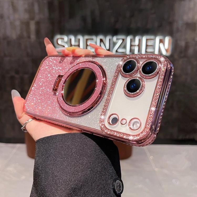 For iPhone 17 Pro Rhinestone Mirror Glitter MagSafe TPU Phone Case