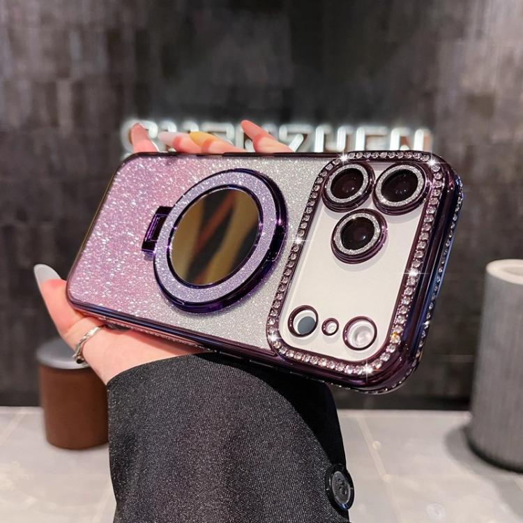 For iPhone 17 Pro Rhinestone Mirror Glitter MagSafe TPU Phone Case