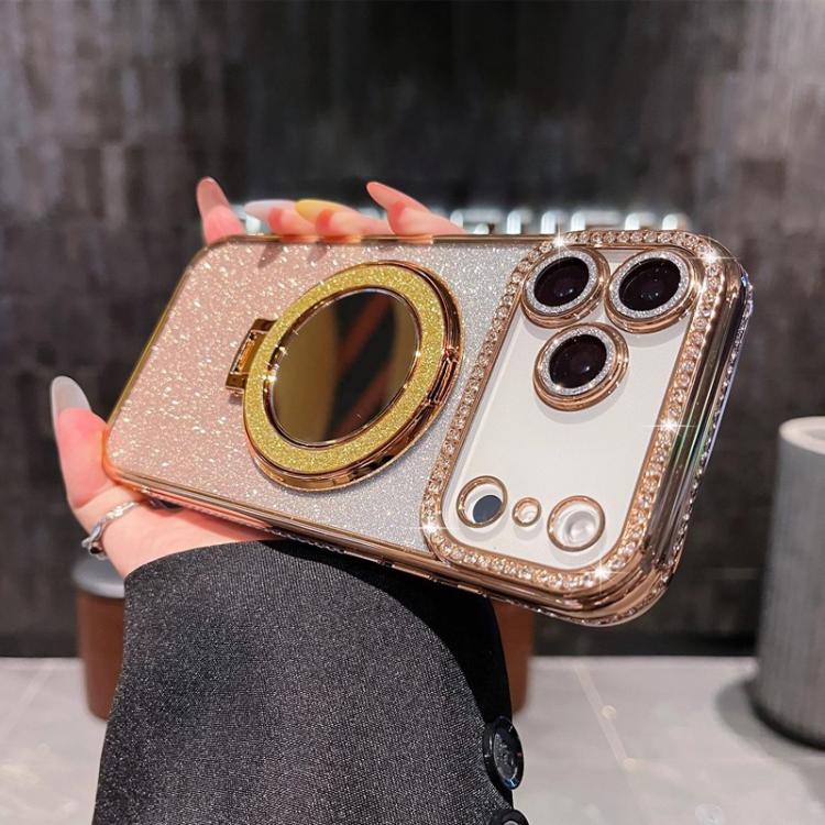 For iPhone 17 Pro Rhinestone Mirror Glitter MagSafe TPU Phone Case