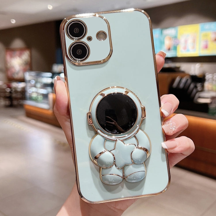 For iPhone 16 Embrace Stars Electroplating Astronaut Holder Phone Case