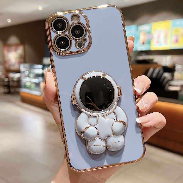 For iPhone 16 Pro Embrace Stars Electroplating Astronaut Holder Phone Case