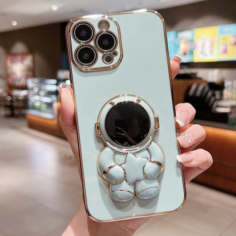 For iPhone 16 Pro Embrace Stars Electroplating Astronaut Holder Phone Case