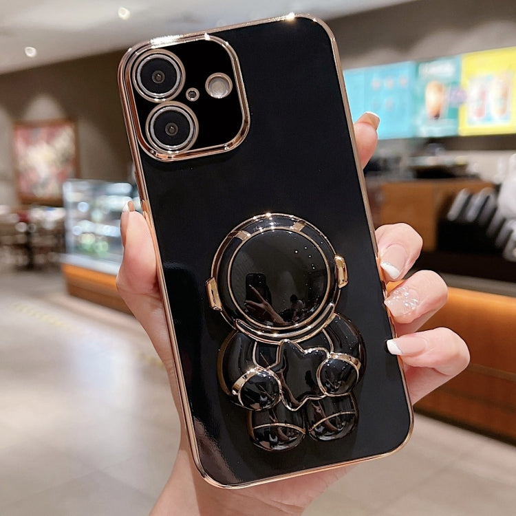 For iPhone 16 Plus Embrace Stars Electroplating Astronaut Holder Phone Case