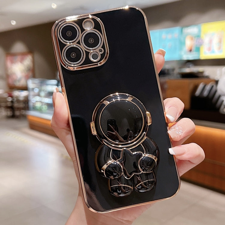 For iPhone 16 Pro Max Embrace Stars Electroplating Astronaut Holder Phone Case