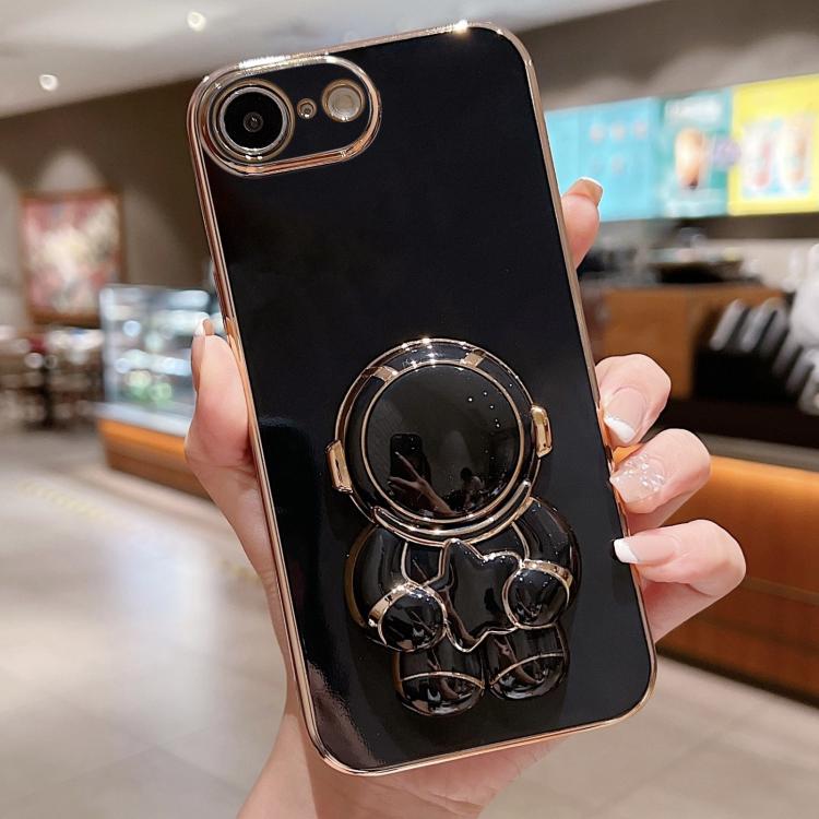 For iPhone 17e / 16e Embrace Stars Electroplating Astronaut Holder Phone Case