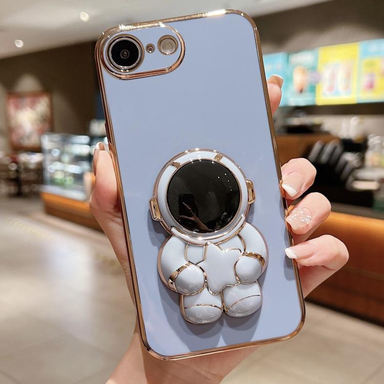 For iPhone 17e / 16e Embrace Stars Electroplating Astronaut Holder Phone Case