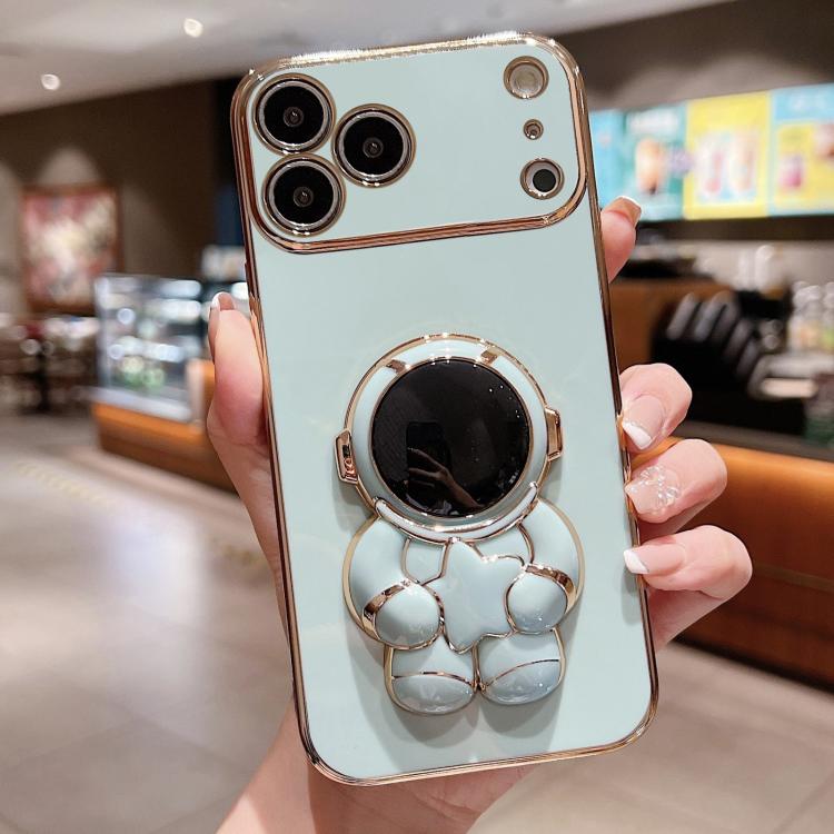For iPhone 17 Pro Embrace Stars Electroplating Astronaut Holder Phone Case