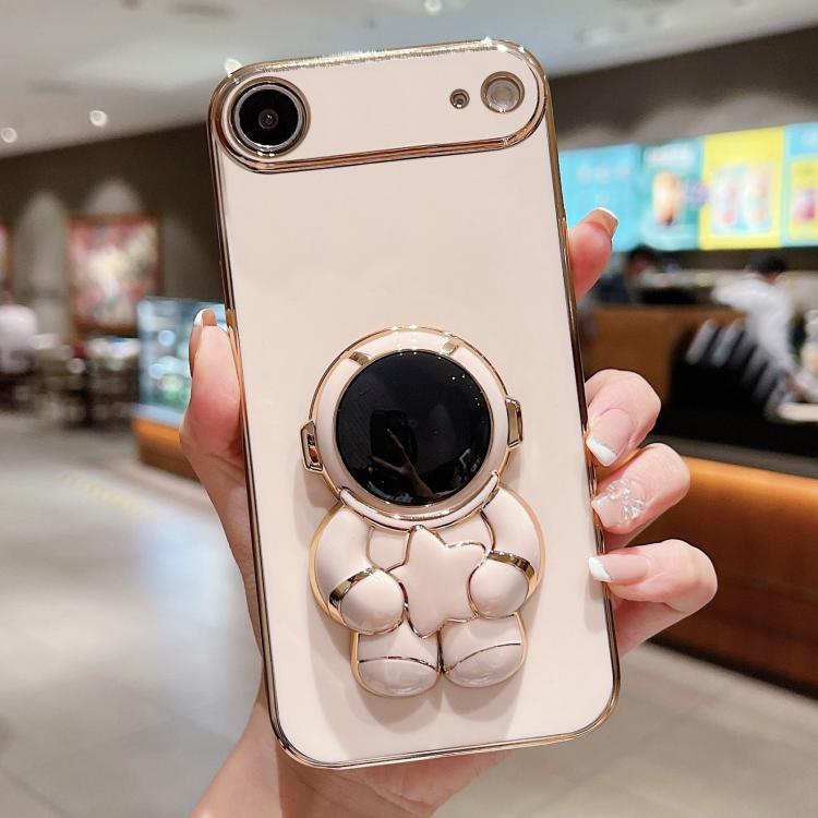 For iPhone Air Embrace Stars Electroplating Astronaut Holder Phone Case