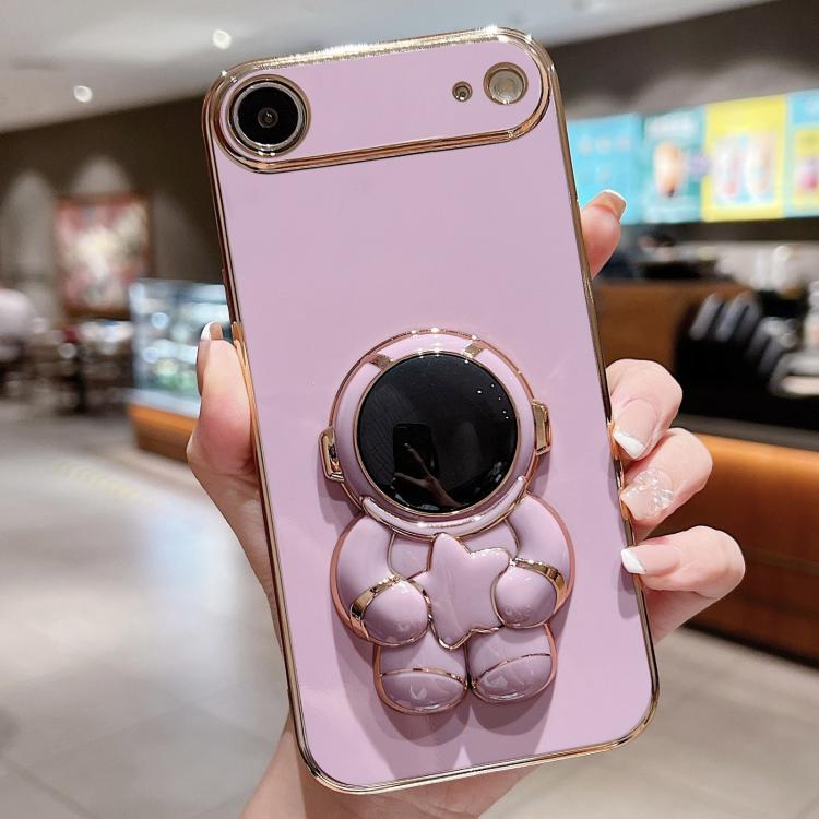 For iPhone Air Embrace Stars Electroplating Astronaut Holder Phone Case