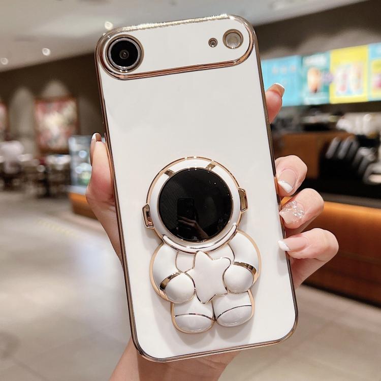 For iPhone Air Embrace Stars Electroplating Astronaut Holder Phone Case