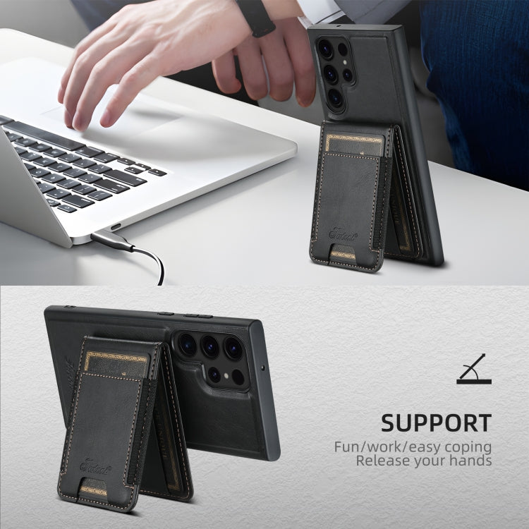 For Samsung Galaxy S24+ 5G Suteni H17 Oil Eax Leather MagSafe Detachable Wallet Phone Case