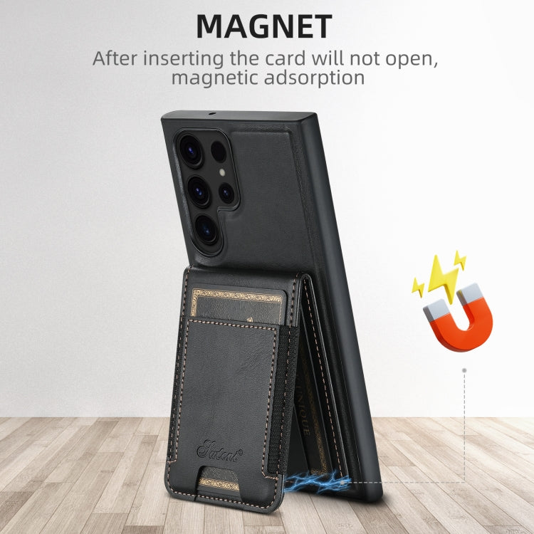 For  Samsung Galaxy S23 5G Suteni H17 Oil Eax Leather MagSafe Detachable Wallet Phone Case