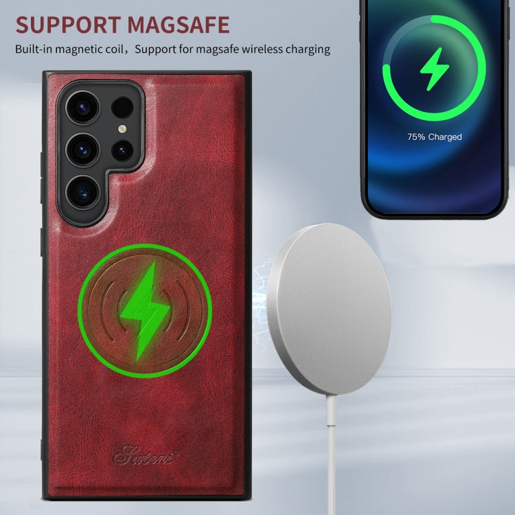 For Samsung Galaxy S22 5G Suteni H17 Oil Eax Leather MagSafe Detachable Wallet Phone Case