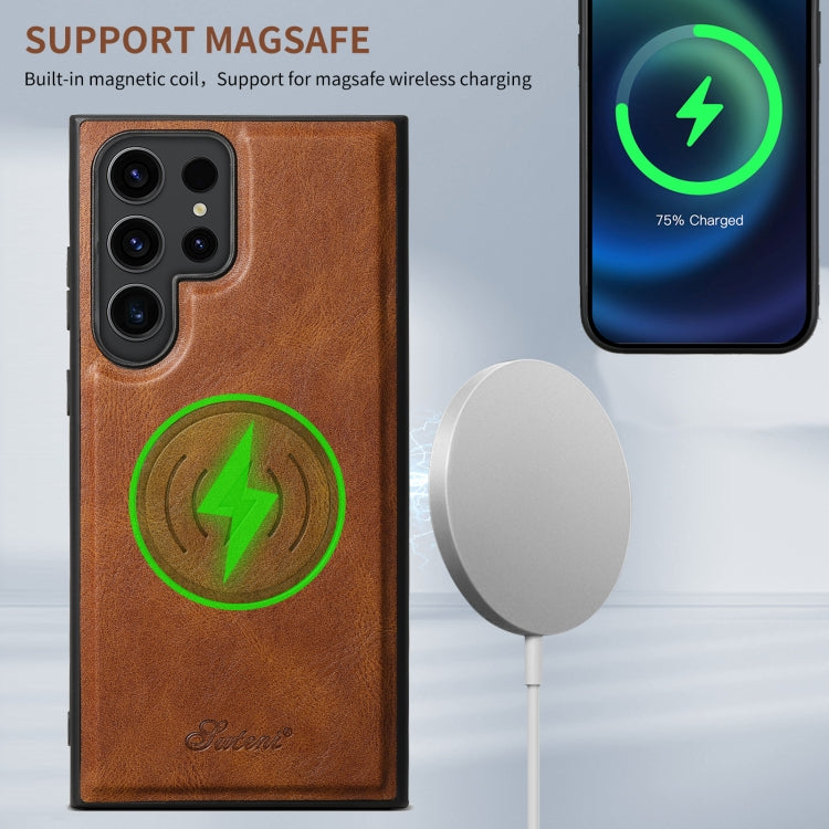 For Samsung Galaxy Note20 Ultra Suteni H17 Oil Eax Leather MagSafe Detachable Wallet Phone Case