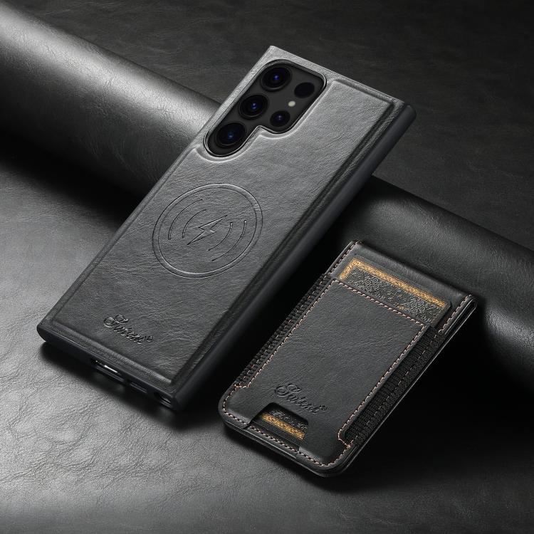 For Samsung Galaxy S25 Ultra 5G Suteni H17 Oil Eax Leather MagSafe Detachable Wallet Phone Case