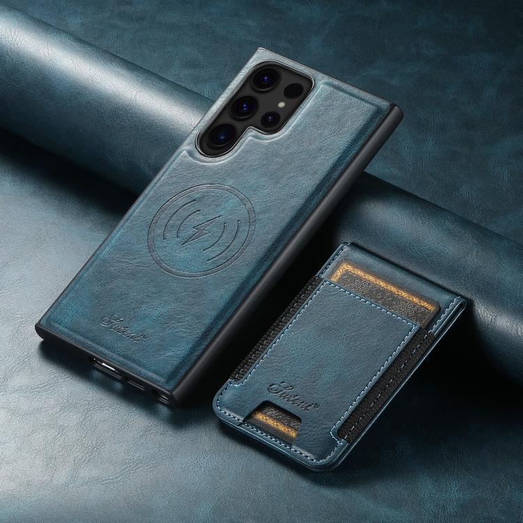 For Samsung Galaxy S25 Ultra 5G Suteni H17 Oil Eax Leather MagSafe Detachable Wallet Phone Case
