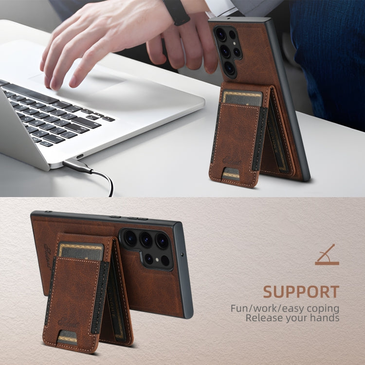 For Samsung Galaxy Note20 Ultra Suteni H17 Litchi Texture Leather MagSafe Detachable Wallet Phone Case