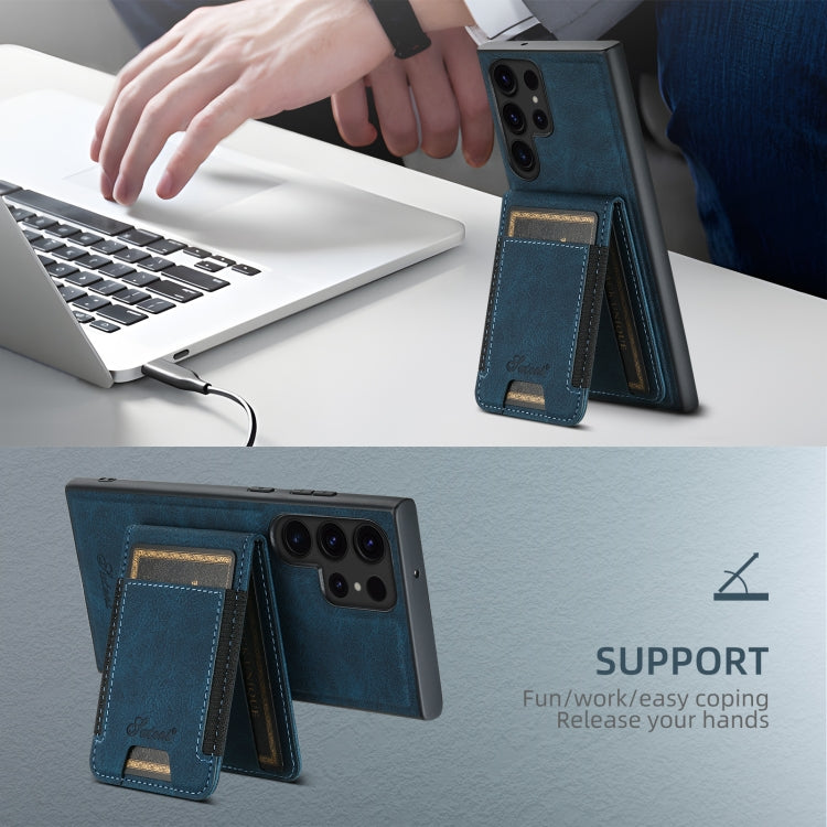 For Samsung Galaxy Note20 Ultra Suteni H17 Litchi Texture Leather MagSafe Detachable Wallet Phone Case