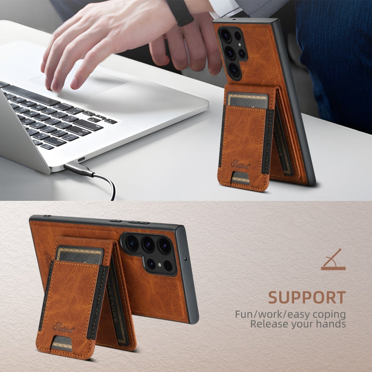 For Samsung Galaxy Note20 Suteni H17 Litchi Texture Leather MagSafe Detachable Wallet Phone Case