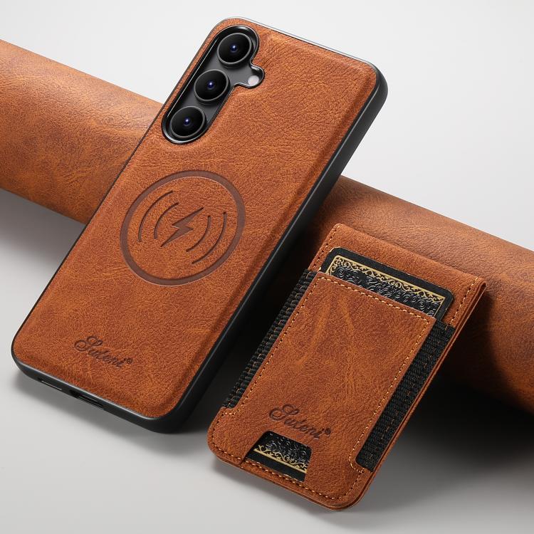 For Samsung Galaxy S25+ 5G Suteni H17 Litchi Texture Leather MagSafe Detachable Wallet Phone Case