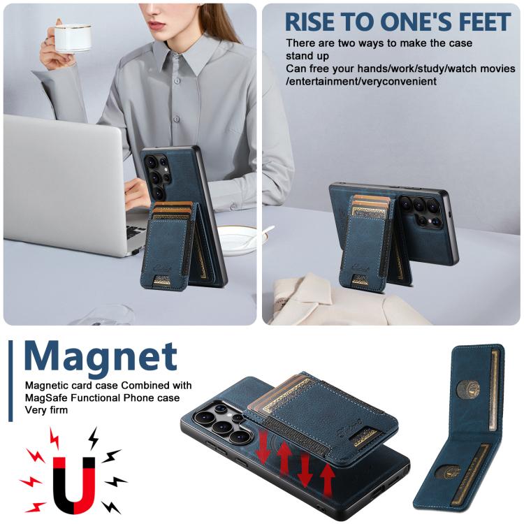 For Samsung Galaxy S25+ 5G Suteni H17 Litchi Texture Leather MagSafe Detachable Wallet Phone Case
