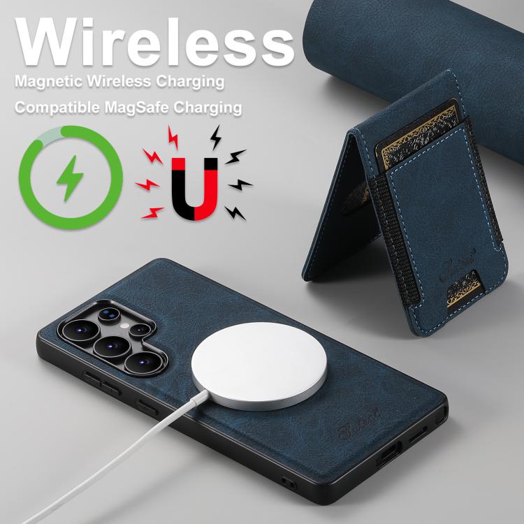 For Samsung Galaxy S25+ 5G Suteni H17 Litchi Texture Leather MagSafe Detachable Wallet Phone Case
