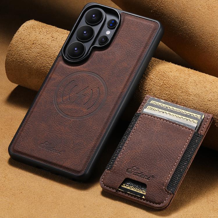For Samsung Galaxy S26+ 5G Suteni H17 Litchi Texture Leather MagSafe Detachable Wallet Phone Case