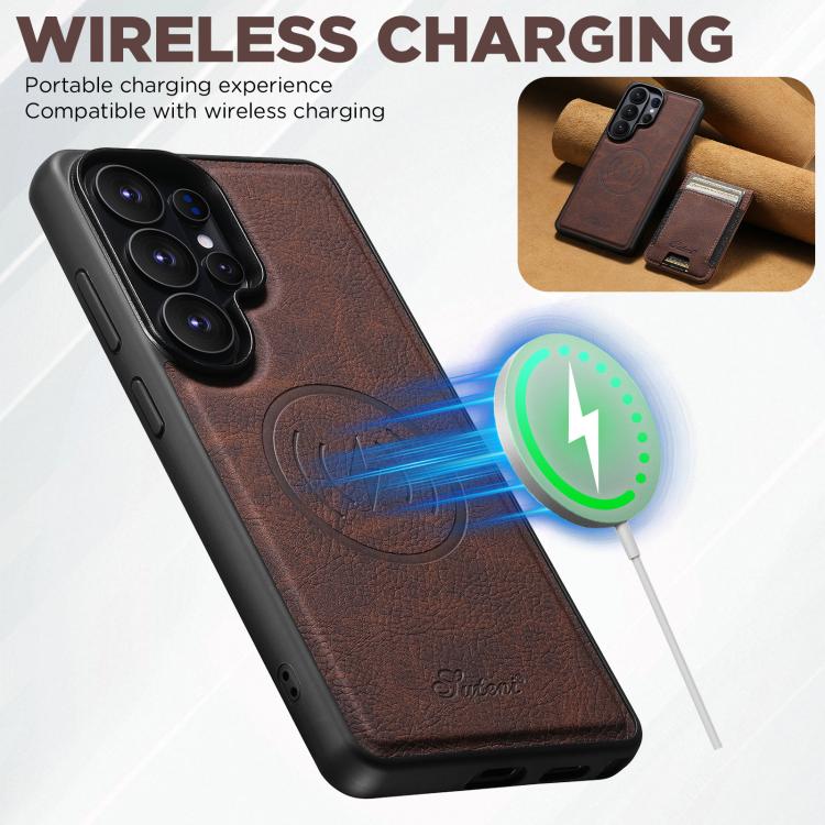 For Samsung Galaxy S26+ 5G Suteni H17 Litchi Texture Leather MagSafe Detachable Wallet Phone Case