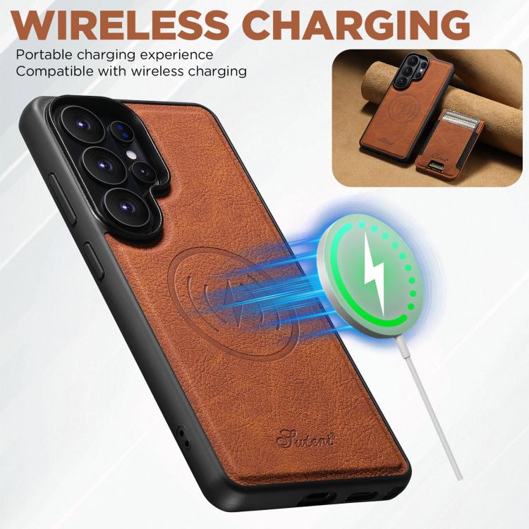 For Samsung Galaxy S26+ 5G Suteni H17 Litchi Texture Leather MagSafe Detachable Wallet Phone Case