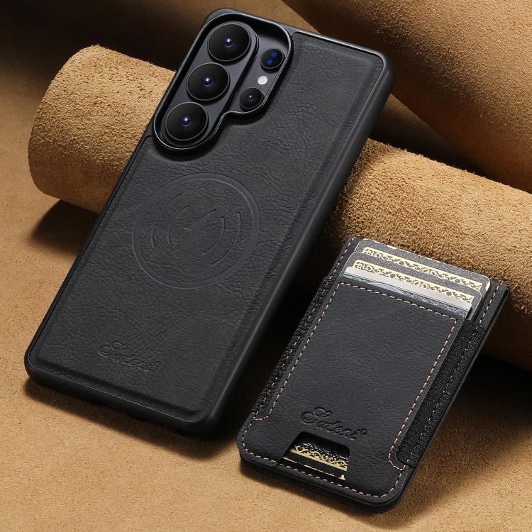 For Samsung Galaxy S26 Ultra 5G Suteni H17 Litchi Texture Leather MagSafe Detachable Wallet Phone Case