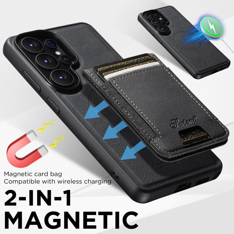 For Samsung Galaxy S26 Ultra 5G Suteni H17 Litchi Texture Leather MagSafe Detachable Wallet Phone Case