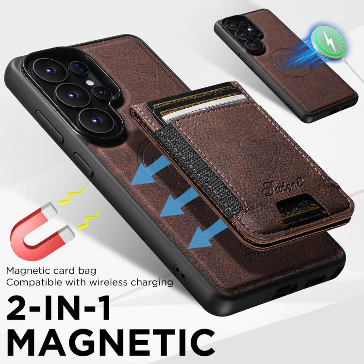 For Samsung Galaxy S26 Ultra 5G Suteni H17 Litchi Texture Leather MagSafe Detachable Wallet Phone Case
