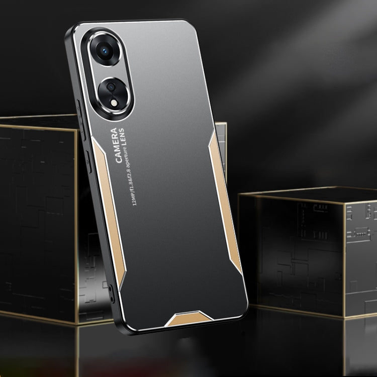 For OPPO A58 4G Blade Series TPU Hybrid Metal Phone Case