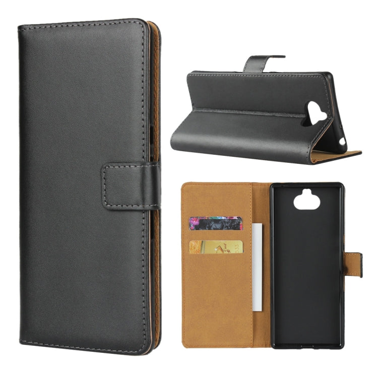 Leather Horizontal Flip Holster for Sony 10 Plus , with Magnetic Clasp and Bracket and Card Slot and Wallet(Black)