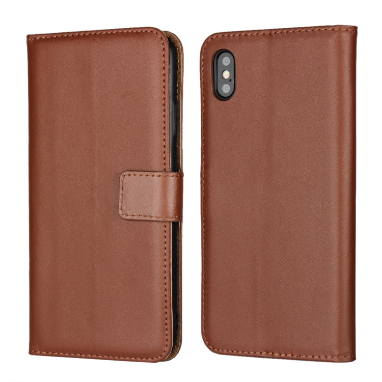 For iPhone XS Max Leather Horizontal Flip with Magnetic Clasp and Bracket and Card Slot and Wallet