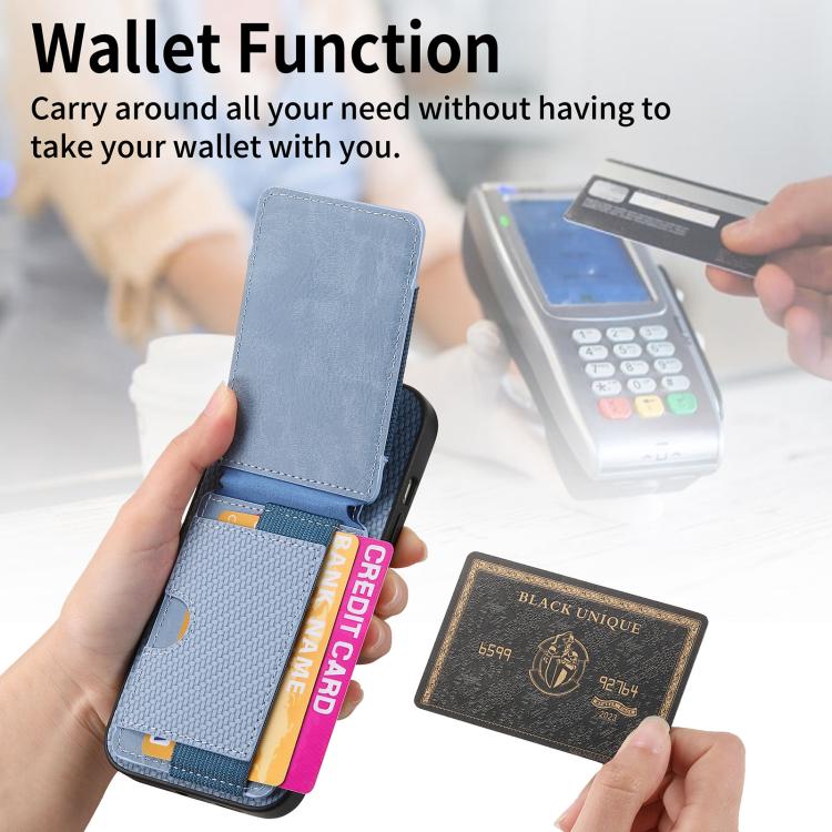 For iPhone Air Carbon Fiber Vertical Flip Wallet Stand Phone Case