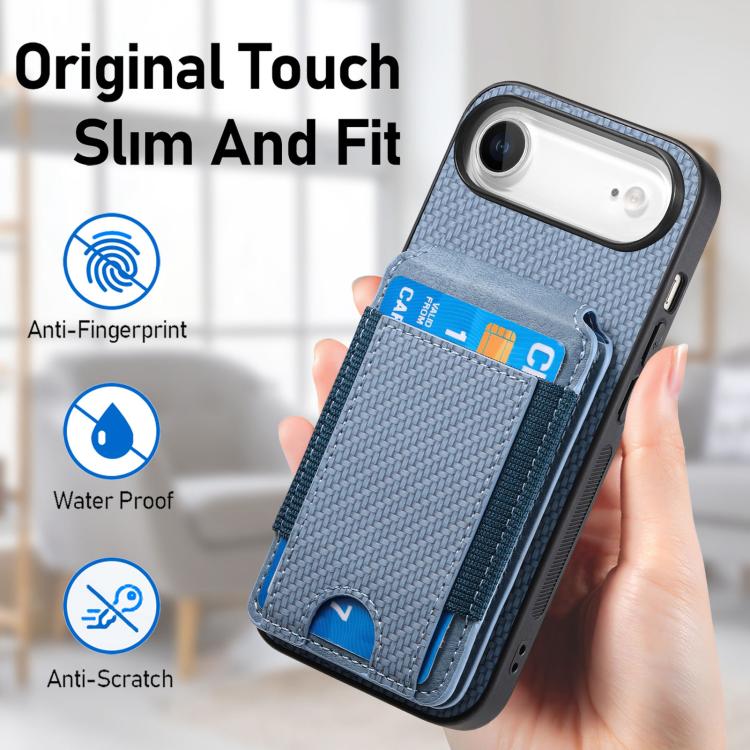 For iPhone Air Carbon Fiber Vertical Flip Wallet Stand Phone Case