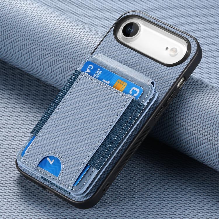 For iPhone Air Carbon Fiber Vertical Flip Wallet Stand Phone Case