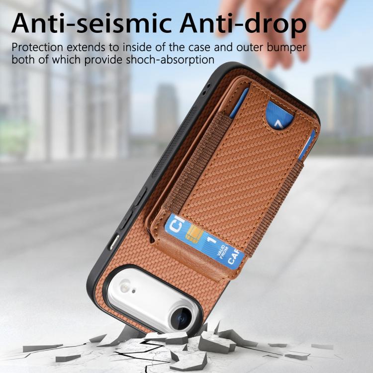 For iPhone Air Carbon Fiber Vertical Flip Wallet Stand Phone Case