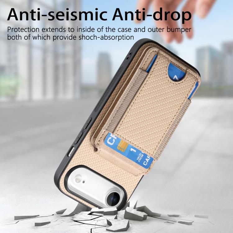 For iPhone Air Carbon Fiber Vertical Flip Wallet Stand Phone Case