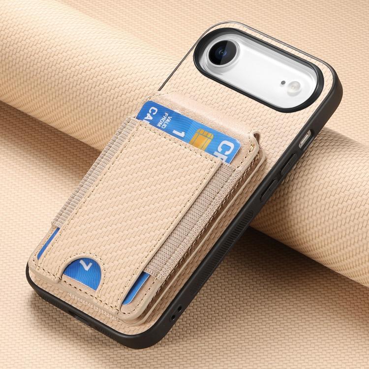 For iPhone Air Carbon Fiber Vertical Flip Wallet Stand Phone Case