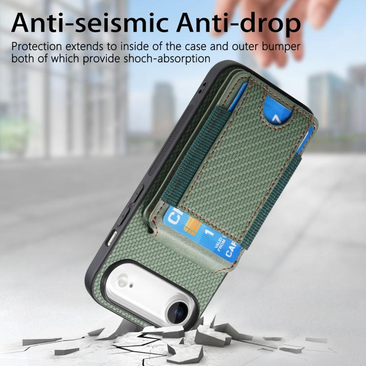 For iPhone Air Carbon Fiber Vertical Flip Wallet Stand Phone Case